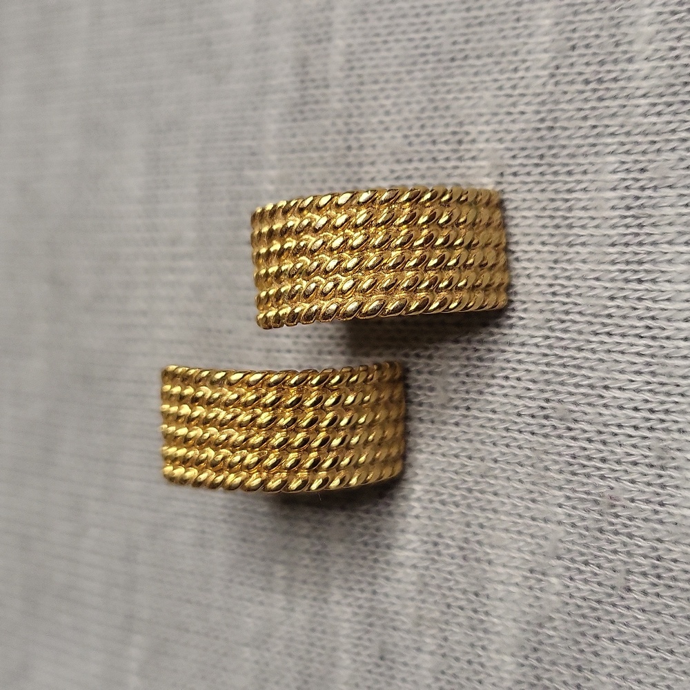 Vintage Monet Crescent Post Earrings Gold Tone